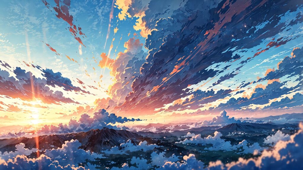 抽象的な情報過多の心・水彩