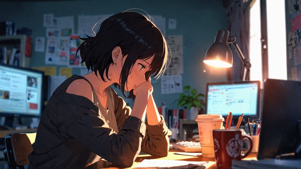 慌ただしい朝のデスク