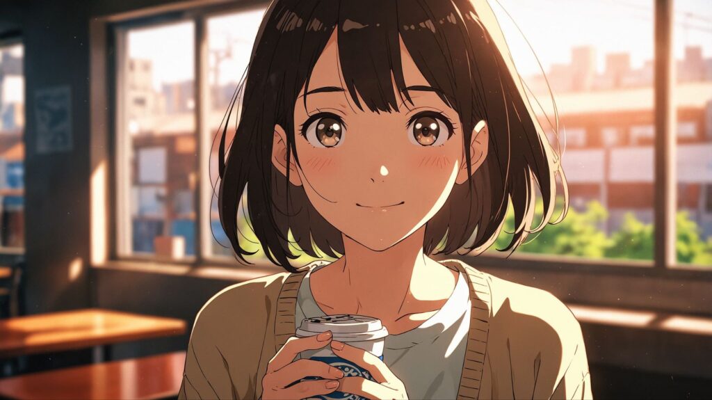 自信に満ちた朝のコーヒー