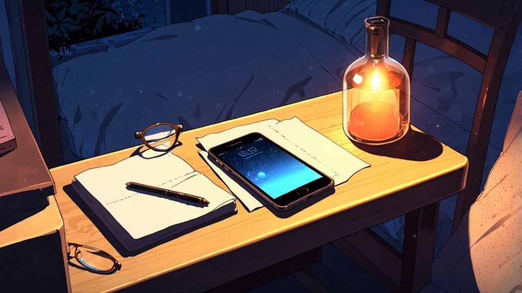 ベッドサイドのデジタルデトックス