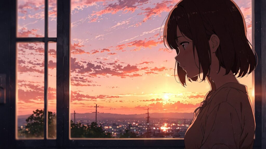 夕暮れの窓辺と希望