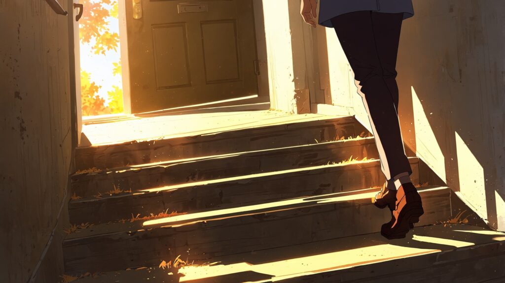 朝の小さな一歩を踏み出す瞬間