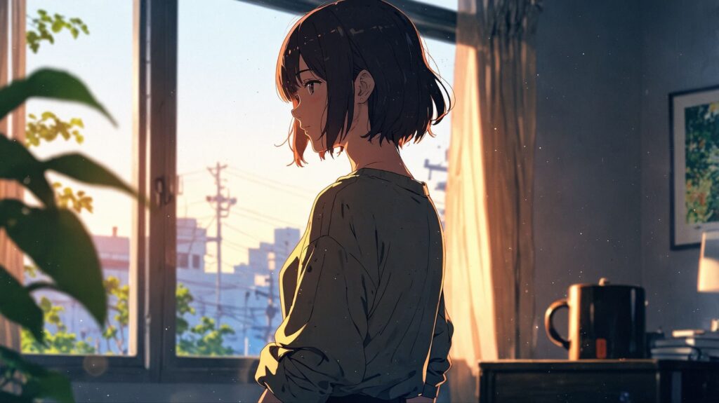 希望を感じる朝の背中