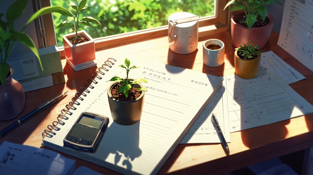 朝の光のミニマルデスク