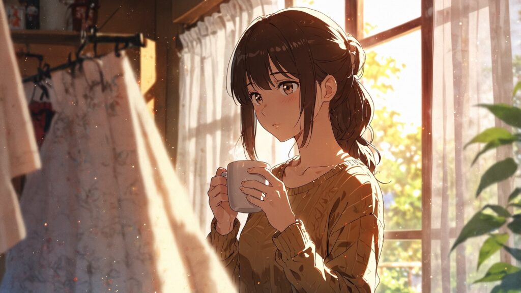 朝のコーヒーと柔らかい光