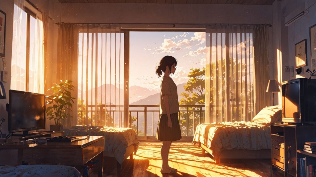 朝の整った部屋で深呼吸
