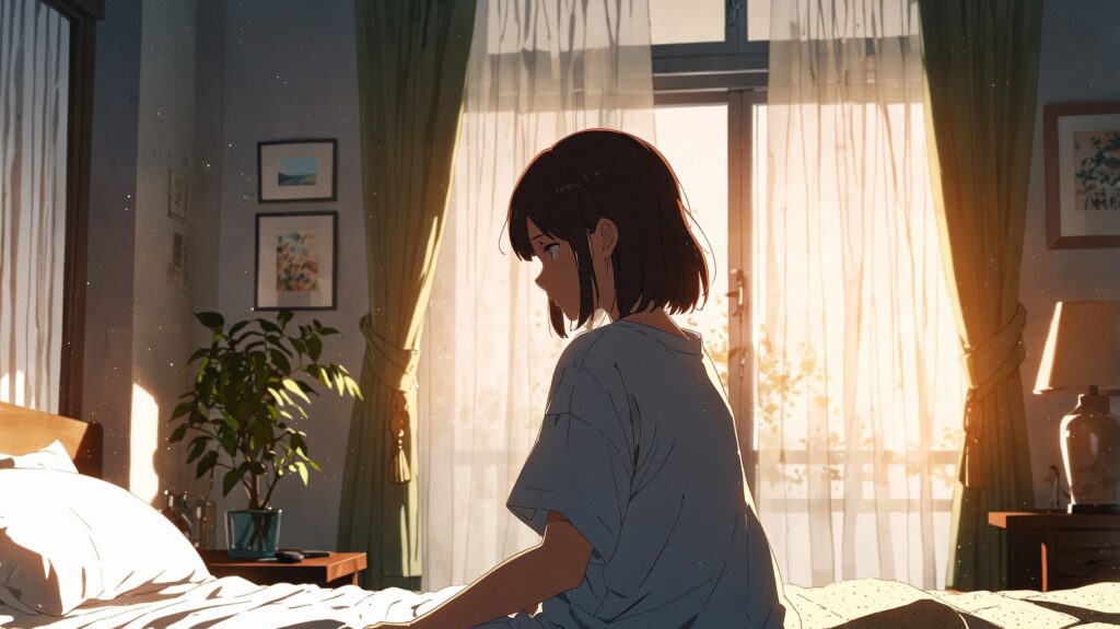 新しい朝-光-起きる女性