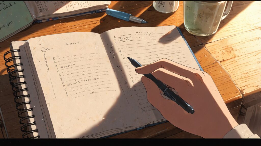 リラックス-手書き-朝-ノート