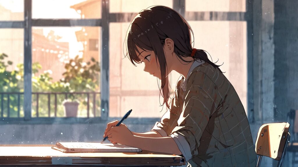 柔らかい朝-女性-横顔