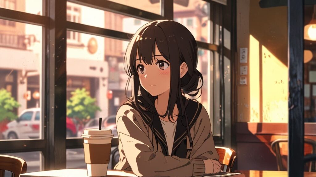 カフェ窓辺の静かな満足