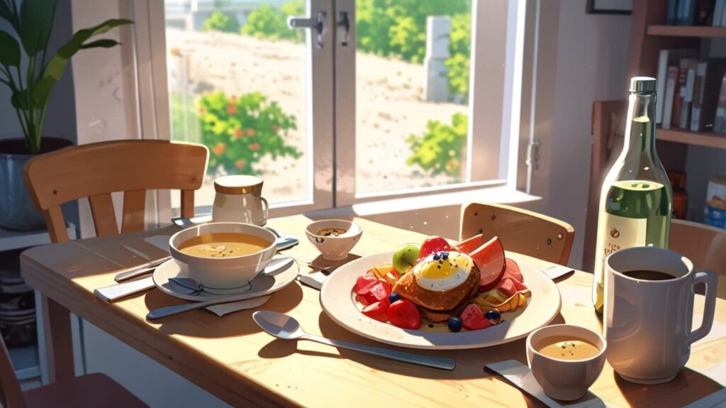 整った朝のテーブル