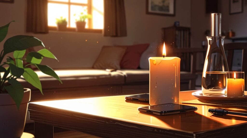 キャンドル スマホ 対比