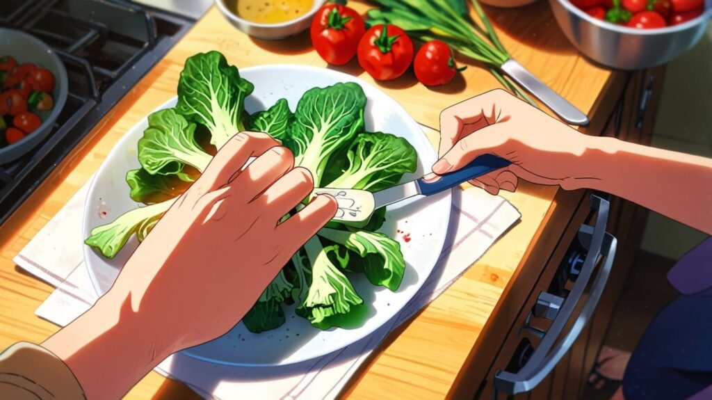 旬の野菜を選ぶ手元