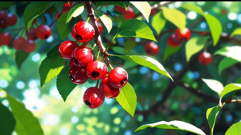 自然光に照らされたコーヒーチェリー