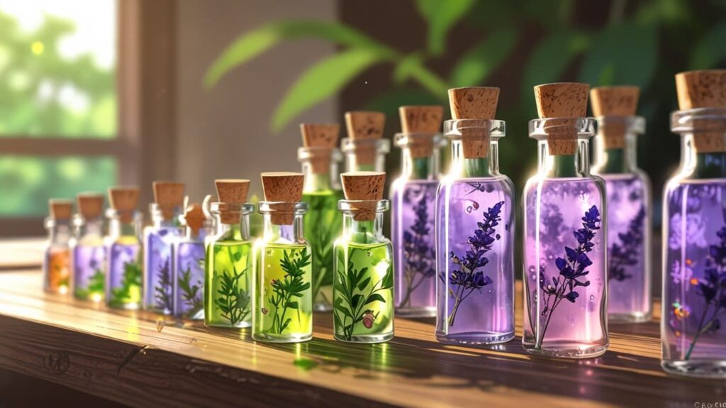 優しい光の精油ボトル