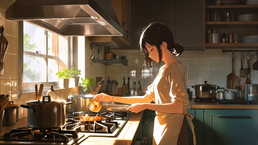 希望に満ちた朝のキッチン