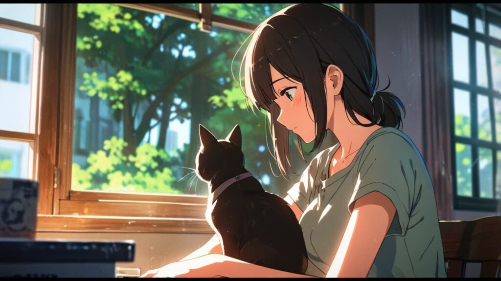 ミオとルナ 朝の窓辺