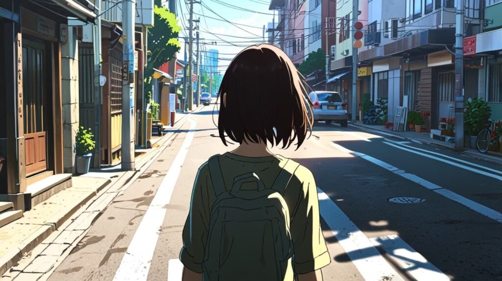 朝の街を歩く希望