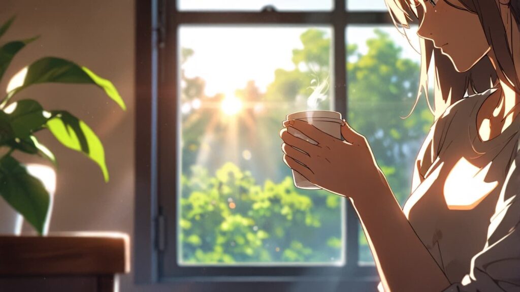 朝のコーヒー 静かな手元