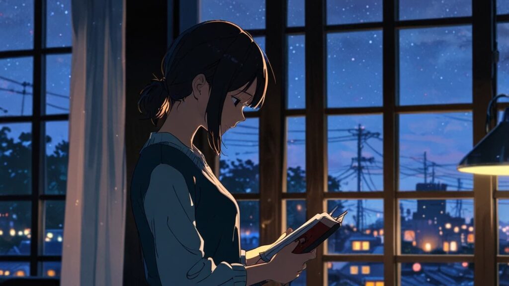 夜の読書 静かな窓辺