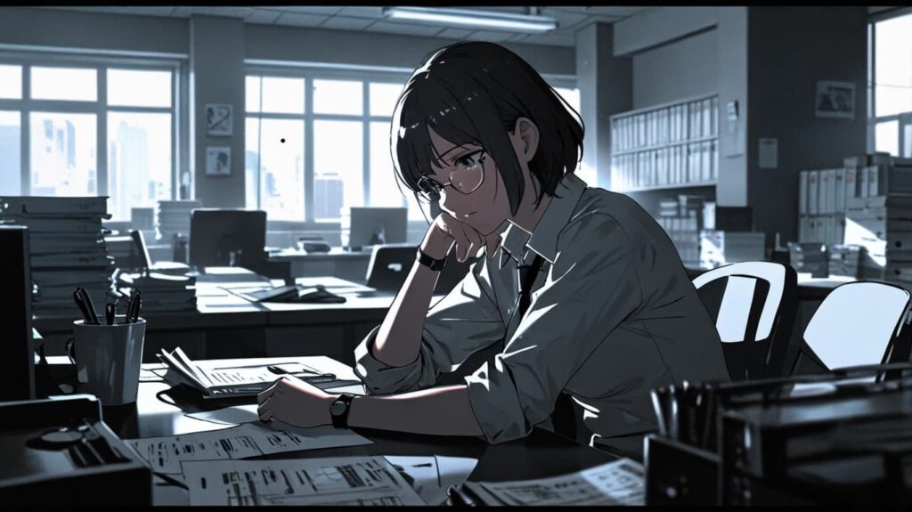 オフィスの疲労、心の空白