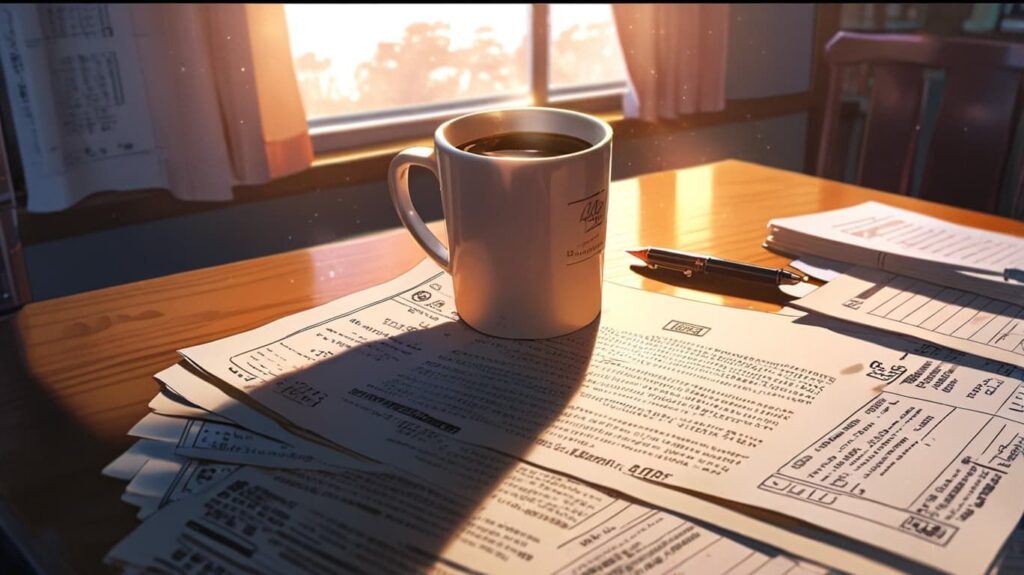 書類とコーヒーに重なるプレッシャー