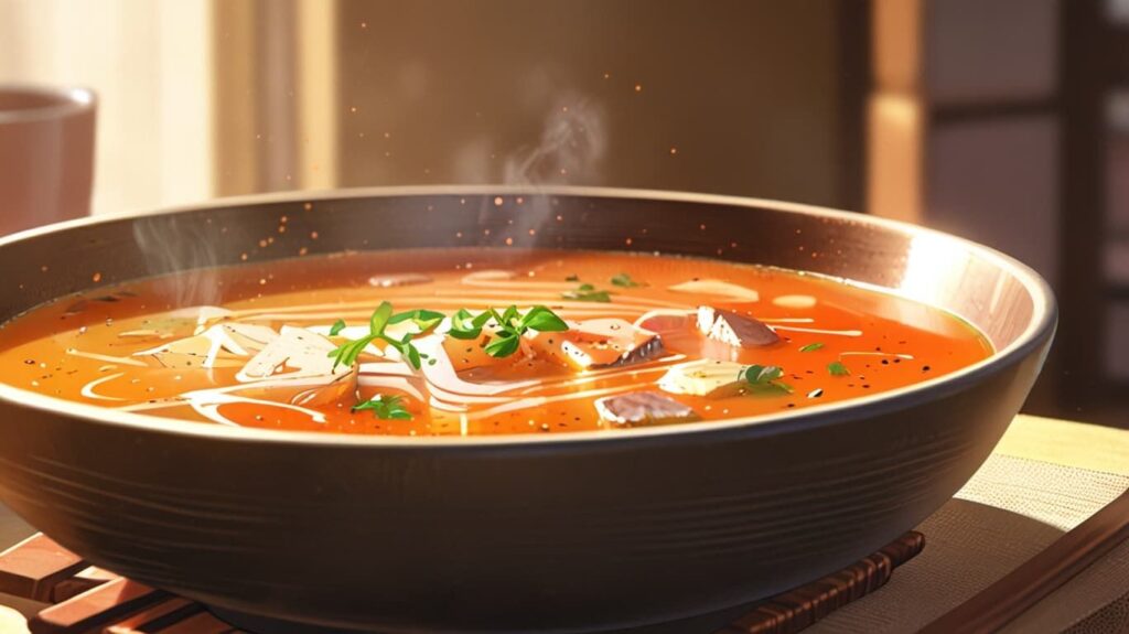 湯気立つスープの温もり