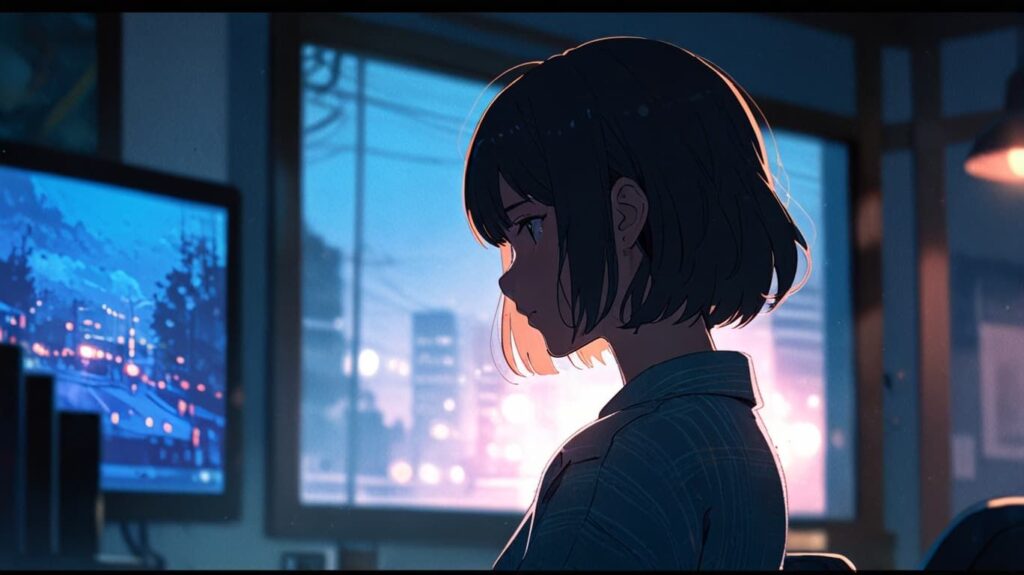 疲れた女性 スマホ 夕暮れ