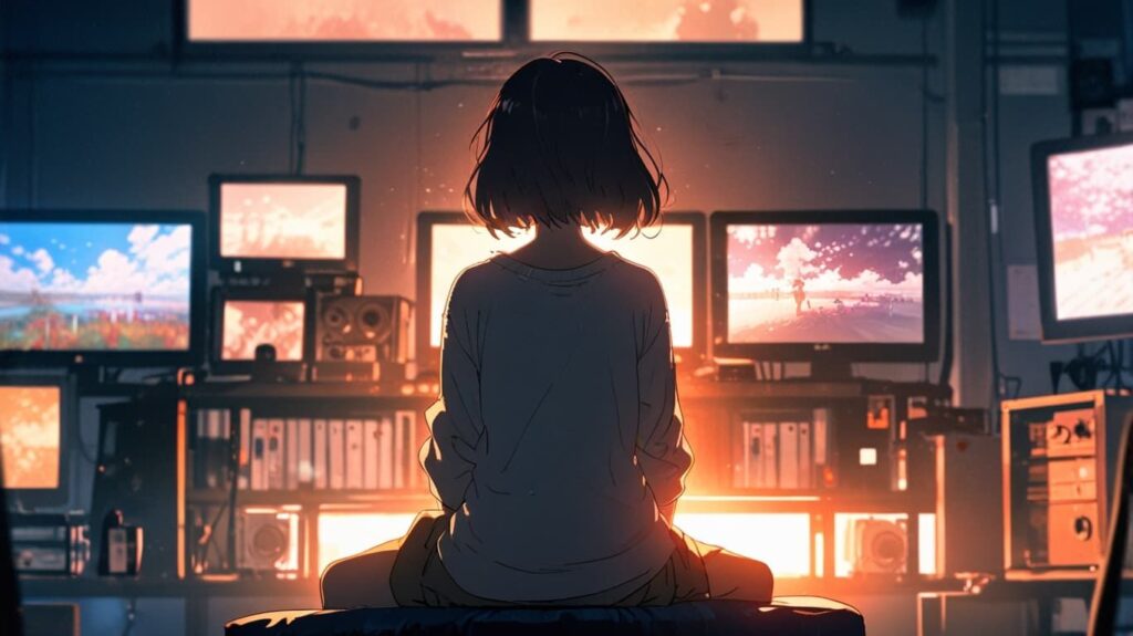 聖域で静かに座る女性