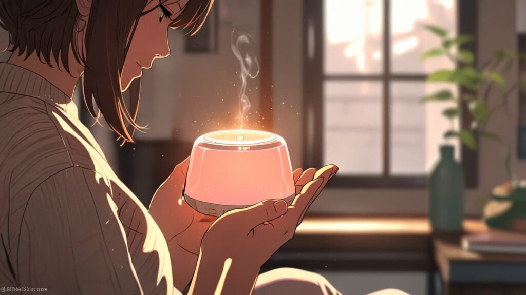 アロマを楽しむ女性の手元