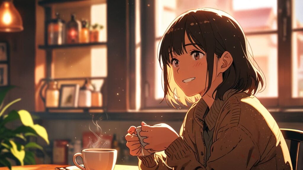 友人と笑顔のコーヒータイム