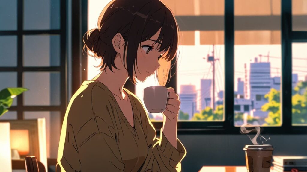 穏やかな朝を過ごす女性