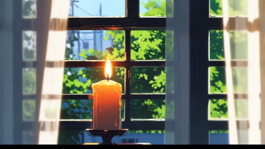 朝の窓辺と消えたキャンドルの余韻