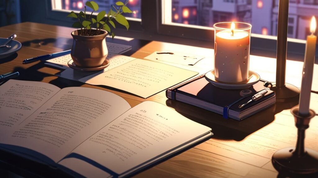 朝のノートとキャンドル