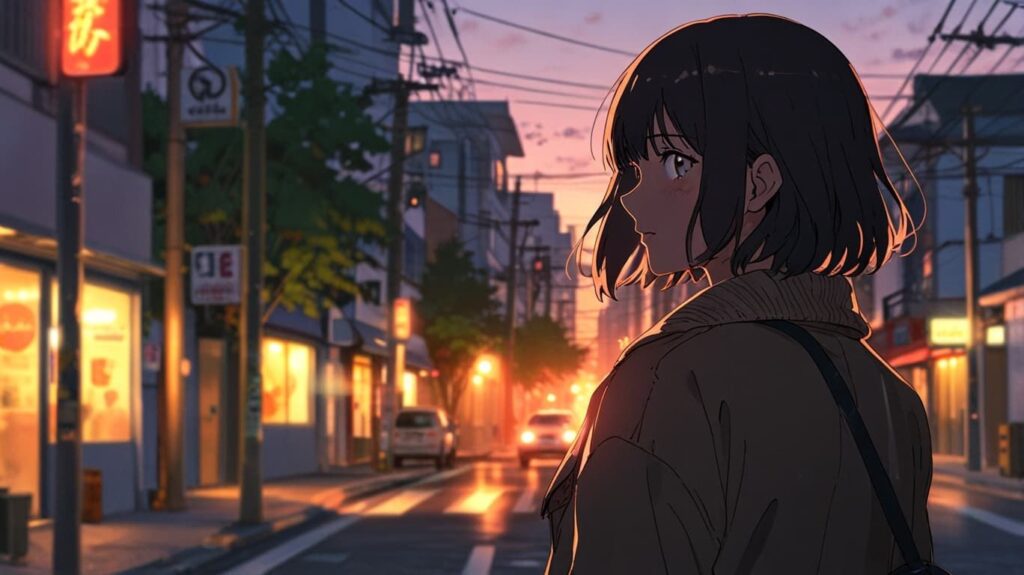 夕暮れへ歩く希望