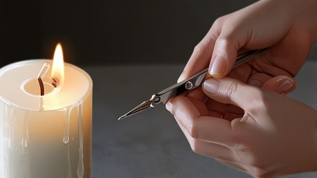 芯を整える繊細な手元