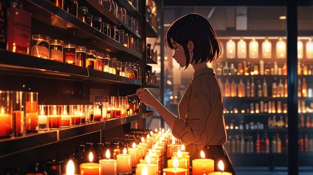 キャンドルを選ぶ女性