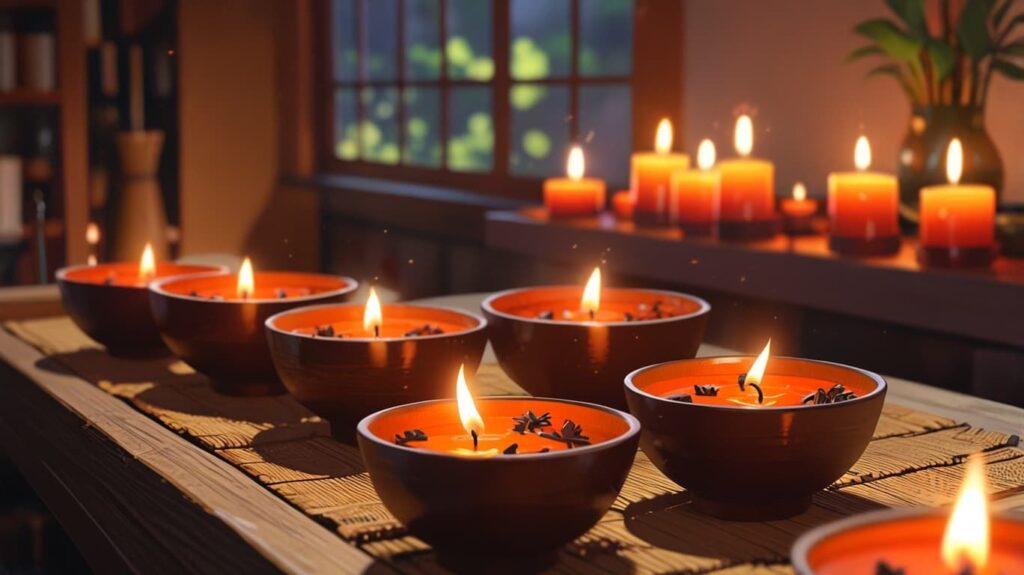 秋の木とキャンドル