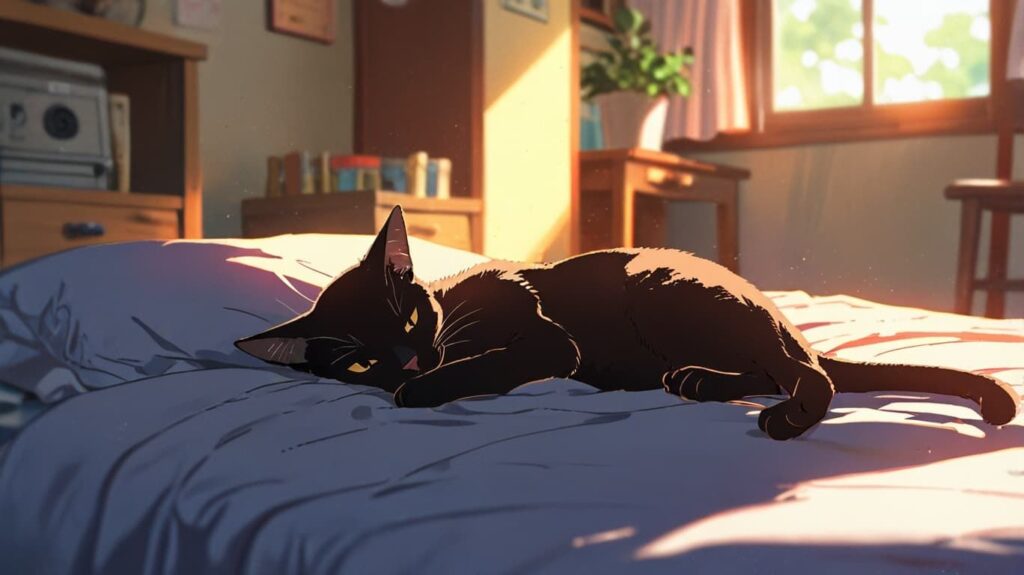 穏やかな朝と猫と光