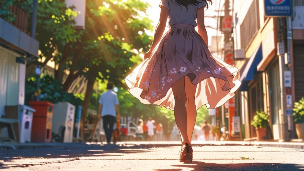 春のスカートと風の光
